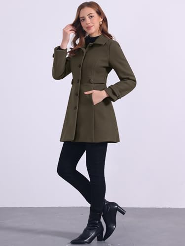 Image of Allegra K Women's Winter Classic Overcoat with Pockets Single Breasted Coat | Soft pea coat, Fully lined outerwear, Trendy, Fall office peacoat, Warm casual holiday everyday wear,