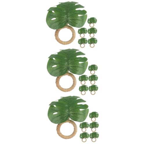 PRETYZOOM 1 Juego Servilleteros De Hojas De Monstera Luces De Hadas Titulares Cosecha Servilleteros Verdes Decoración De Oro Anillo De Servilleta Anillos Agitarse Mostrar Caer 6 Piezas