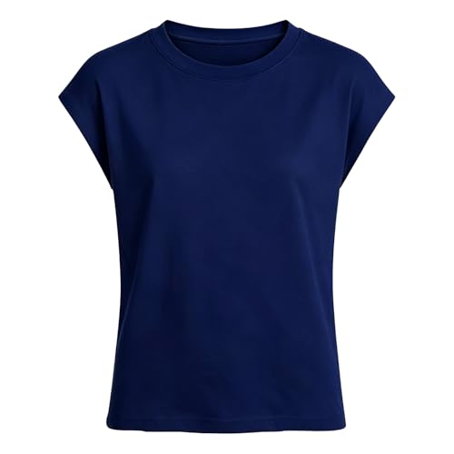 Image of Girls' T-Shirt Girls Short Sleeve T-Shirt Plain Crew Neck Basic Casual Wear, navy, 7-8 Years