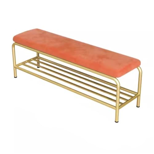 Banc d'entrée en métal avec rangement chaussures et coussin en velours