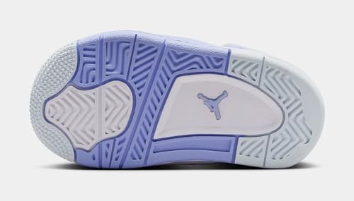 Air Jordan 4 Retro Aluminum Infant Toddler Lifestyle Shoes (White/Aluminum Blue/Tint Oil Green)4