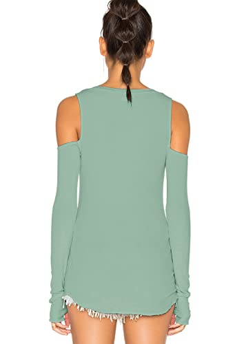 Image of Mippo Cold Shoulder Tops for Women Long Sleeve Workout Tops