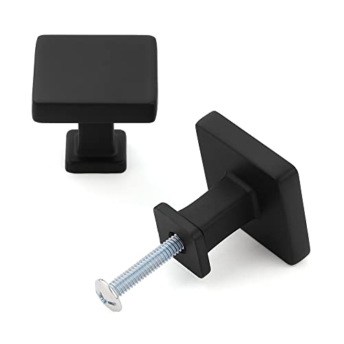 KOOFIZO 10 Pack Black Cabinet Knobs Matte Black Drawer Knobs K08 Square Single Hole Cabinet Pulls for Cabinets Drawer Dresser Cupboard Bedroom Closet Bathroom Vanity by KOOFIZO - Image 3