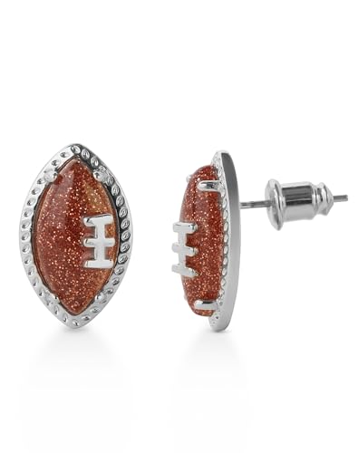 Football Stud Ball Earrings for Women Men - 18K Gold Plated Brass Sport Jewelry for Anniversary Fans Holiday