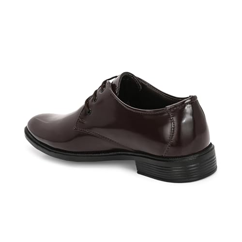 Image of Men's High-Gloss Patent Synthetic Leather Derby Shoes, Black, Lightweight Airmix Sole, Formal