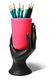 ARAD Phone Stand for iPhone and iPad, Book Holder Hand Statue Art (Black/Pink)