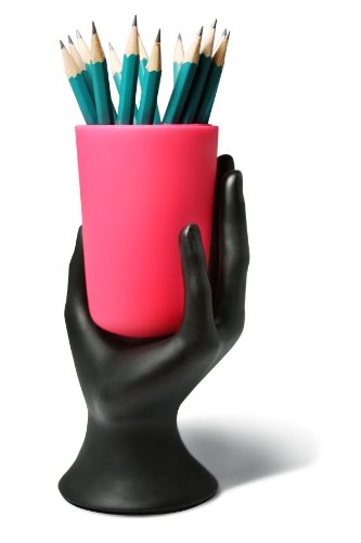 ARAD Phone Stand for iPhone and iPad, Book Holder Hand Statue Art (Black/Pink)