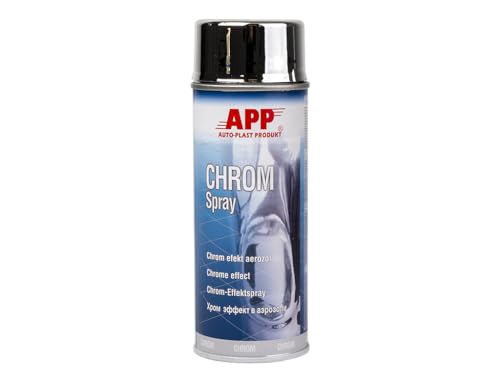 APP Chrom Spray - Pintura gris plata en spray | Pintura cromado con acabado suave y efecto oro plata metalizado 400 ml, El embalaje puede variar