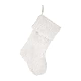 Glithome 21' L White Plush Christmas Stocking with Hooked Xmas Stocking for Christmas Decorations and Party Accessory