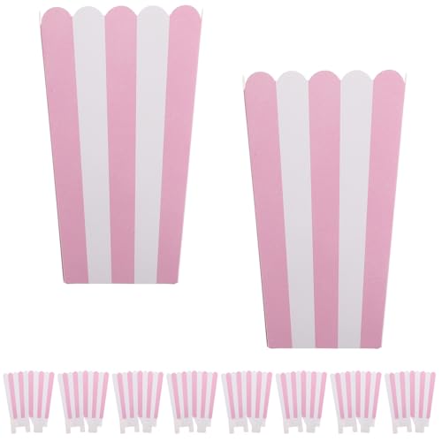 Cubos de palomitas de papel rayados COLLBATH pequeños de color rosa para fiestas