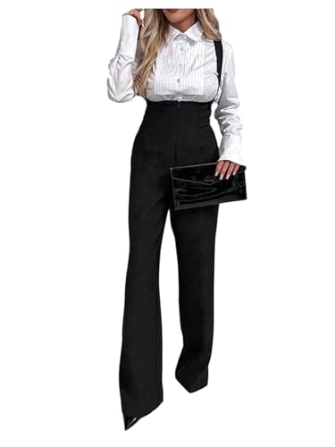 Floerns Womens Sleeveless Jumpsuit Wide Leg Suspender Pants Overalls with Pockets Black Small