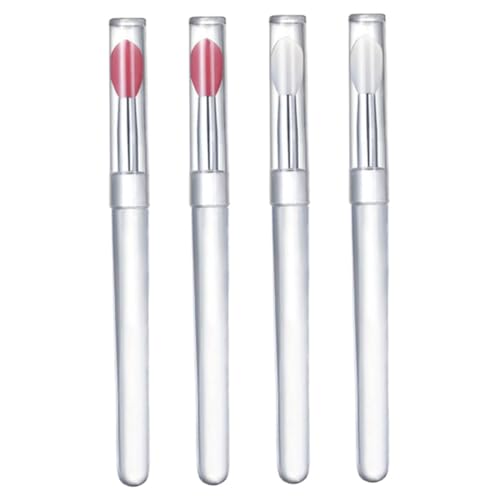 Mikinona 4pcs Lip Brush Set for Lipstick Makeup Brushes Reusable Silicone Applicators Eye Shadow Tools Lip Makeup Accessory