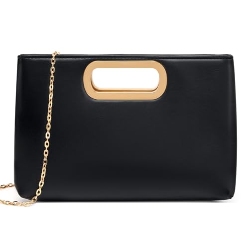 Image of DETARA Clutch Purses for Women Cut Out Handle Clutch PU Leather Evening Bag Elegant Purse for Women Formal Wedding Party