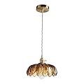 XZHGCEE Pendant Lights Kitchen Island: Amber Glass Pendant Light Fixture with Rotating Switch, E26 Base - Modern Lighting for Dining Room, Bedroom & Living Room