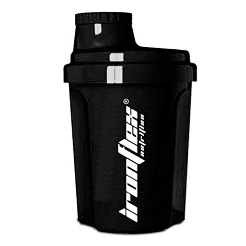 IronFlex Nano Shaker Paquet de 1 x 300 ml - Shaker de Protéines avec Passoire - Bouteille - Sans BPA (Black) Cover