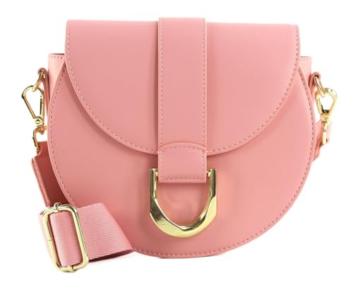 Bolso tipo montura Tolita de Seidenfelt Manufaktur en color rosa chicle con apliques dorados