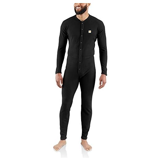 Carhartt Men's Force Classic Thermal Base Layer Union Suit, Black, Medium