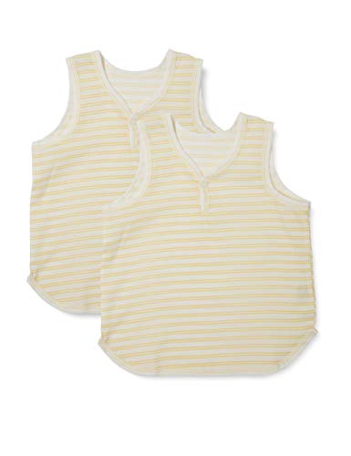 ベビーストーリー 日本製 クレープ 1釦ランニング2枚組 ボーダー 80cm クリーム M58756