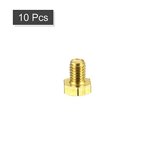 Image of uxcell Brass Hex Bolts, M6x8mm 10pcs Fully Thread Grade 4.8 Solid Brass Hexagon Head Bolt Machine Screws for Machinery