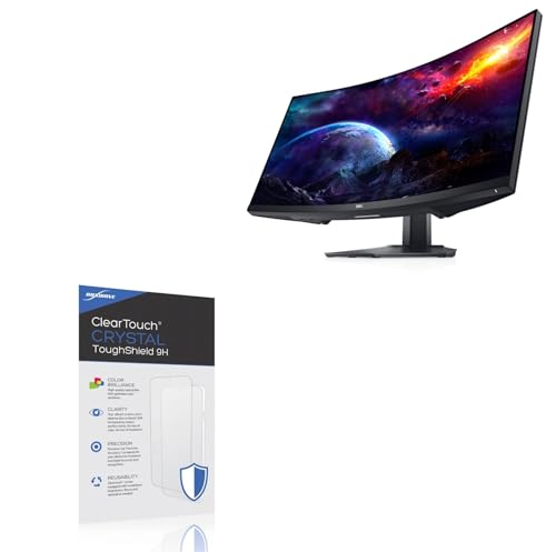 BoxWave Screen Protector Compatible With Dell 34 Curved Gaming Monitor (S3422DWG) - ClearTouch Crystal ToughShield 9H (2-Pack), Clear 9H Tough Flexible Film Screen Protector