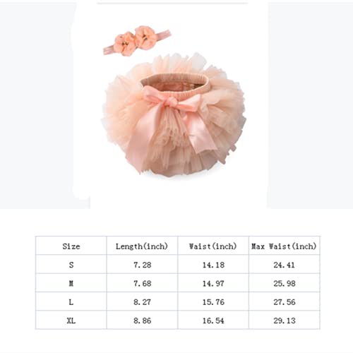 Baby Girls Tutu Bloomers Diaper Cover Cotton Tulle Bloomers and Headband Set Peach 1-2 Years