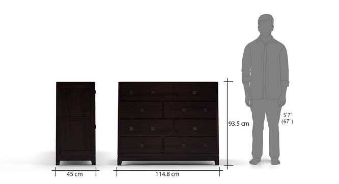Image of Sheesham Wood Chest of 8 Drawers for Storage | Wooden Sideboard Cabinet for Living Room, Bedroom (Dark Black)
