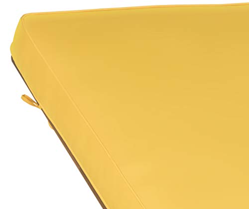 Image of SAFAVIEH Outdoor Collection Newport Natural / Yellow Cushion Built-in Side Table Adjustable Chaise Lounge Chair