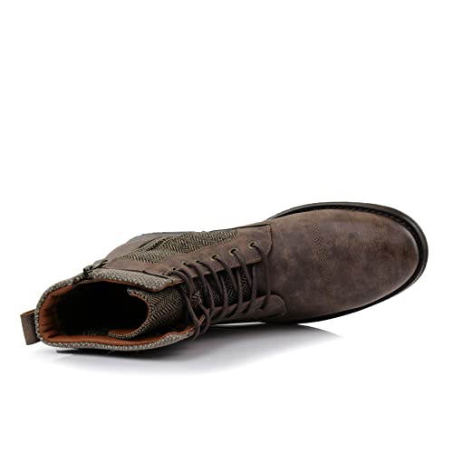 Image of Polar Fox Men's Military Style Combat Boot Collection | Men's Cap Toe Ankle Boots with Lace-Up & Side Zipper