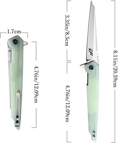 Eafengrow EF948 Folding Knife D2 Steel Blade + G10 Handle camping Knife Outdoor EDC Tool Knives (Jade)