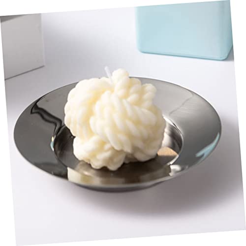 Cabilock Candle Tray Serving Tray Round Adorno Para Mesa De Black Circle Tray Storage Organizer Plate Plate Candle Holder Stainless Steel Candle Plate Tealight Candle Stand Burner #TOP7