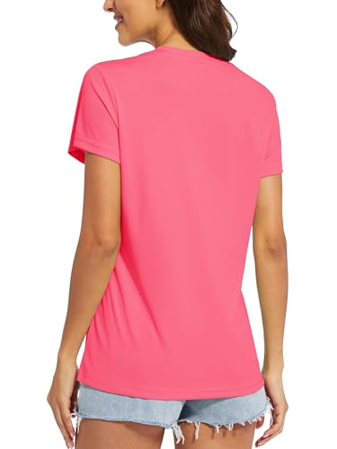 Image of MAGCOMSEN Women's Short Sleeve T-Shirt Quick Dry Athletic Tee Shirt Running Workout Yoga Top Tee Performance Shirts