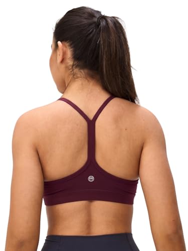 Image of Womens Y Back Padded Sports Bra Strappy U Neck Butter Soft Low Impact Workout Bras Yoga Pilates Walking