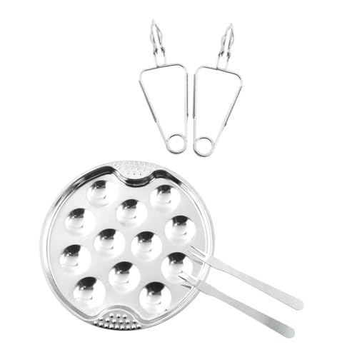 TOPPERFUN 1Juego Platos de Escargot Inoxidable para Hornear Diseño Antideslizante y Resistente para Cocinas Gourmet y Barbacoa
