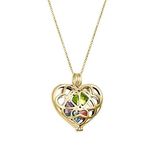 EVE'S ADDICTION Custom Gold Plated Simulated Birthstone Heart Locket, 16