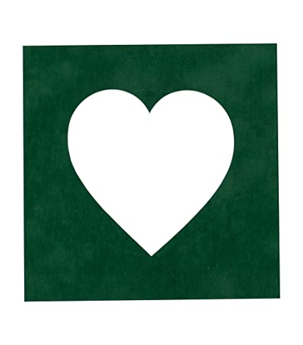 6x6 Mat Bevel Cut for 3x3 Photos - Precut Green Suede Heart Shaped Photo Mat Board Opening - Acid Free Matte to Protect Your Pictures - Bevel Cut for Family Photos, Pack of 1 Matboard Show Kit With