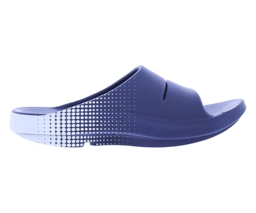 Image of OOFOS Ooah Sport Slide Unisex Shoes Size 9, Color: Matrix Navy-Blue