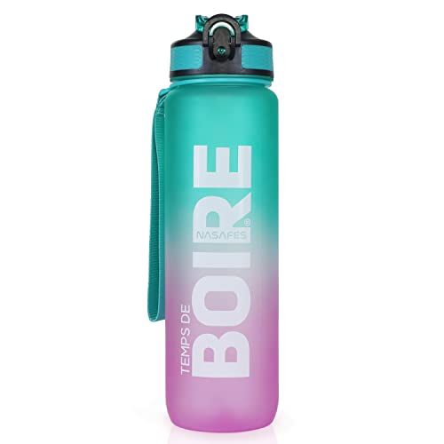 Gourde Motivation Francais Avec Marqueur De Temps Français, Bouteille D'eau Rappelle De Boire. Sans BPA