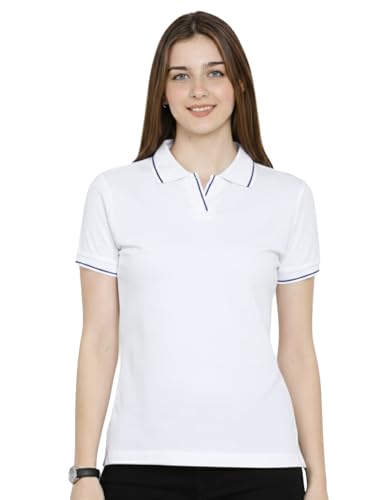 Image of Scott International Women's Cotton Polo T-Shirt | Half Sleeve Plain Collar Tee | Stylish Casual Top | Plain T-Shirt for Girls | Workwear for Office & Casual Wear