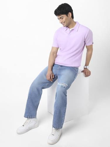 Image of Urbano Fashion Men's Textured Regular Fit Half Sleeve Cotton Polo T-Shirt