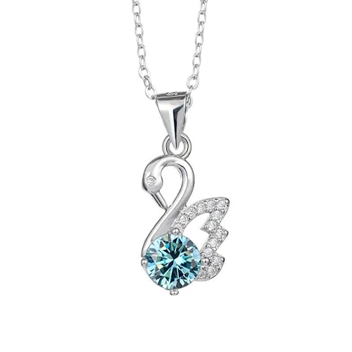 Pendentif cygne moissanite femme collier diamant coloré 1CT jaune bleu rose