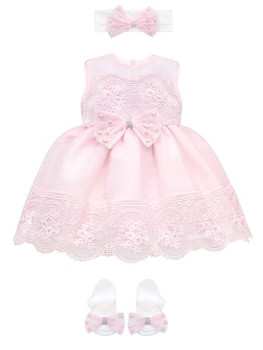 Baby Girl Newborn Pink Embroidered Princess Dress Gown 6 Piece Deluxe Set 0-3 Months