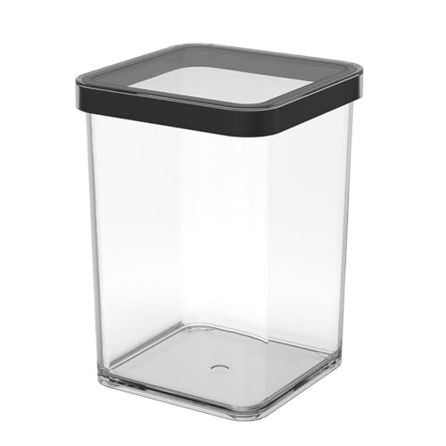 Rotho Loft Boîte de conservation carrée avec couvercle et joint - Convient à un usage alimentaire - Boîte de rangement - Ustensiles de cuisine - Organisateur - Plastique (SAN) sans BPA - Transparent/noir (0,5 L carré)