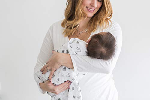 Image of Amazing Baby - Swaddle Studio 3pk - Loved, Floral Milestone & Sensory Muslin Swaddle Blankets, Butterflies and Bitty Flowers - Black & White for Baby's Visual Development