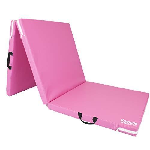 Komodo Tri Folding Yoga Mat 6ft Padded Pilates Floor (Pink)