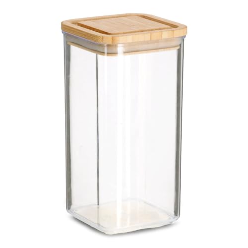 ZELLER PRESENT SCHÖNER LEBEN. PRAKTISCH WOHNEN. Boîte de conservation en plastique avec couvercle en bambou 1200 ml