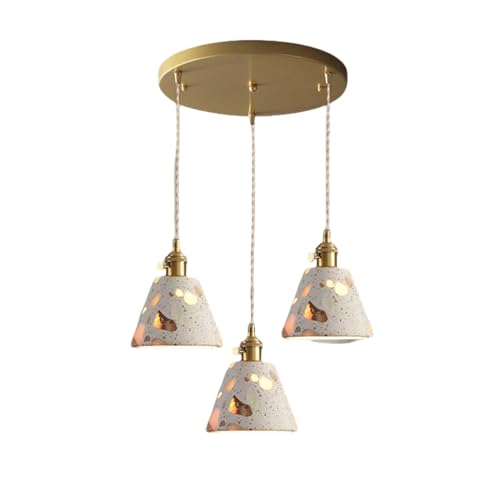 Lustre nordique vintage suspendu LED rustique et réglable pour salon