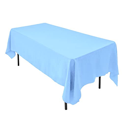 AK TRADING CO. 60 x 102-Inch Rectangular Polyester Tablecloth - Made in USA - Wrinkle-Resistant, Flame Retardant, Durable Party Table Cover, Banquet Tablecloth, Wedding Table Cover - Light Blue