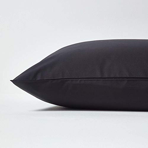HOMESCAPES Black Pure Egyptian Cotton Euro Size Pillowcase 80 x 80 cm 200 TC 400 Thread Count Percale Equivalent Large Square Pillow Case with Zip - Image 2