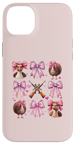 Coquette Bow Turquía Hunter Pavo Caza Rosa Cinta Chica Carcasa para iPhone 14 Plus