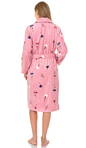 Towelselections Women's Plush Robe, Fleece Shawl Collar Spa Bathrobe Medium Pink-Flowers #TOP1